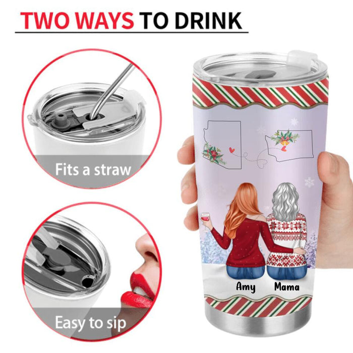 Personalized Mother And Daughter Tumbler - Christmas Gift Idea For Mother/Daughter - Up to 5 People - The Love Between A Mother and Daughter Knows No Distance