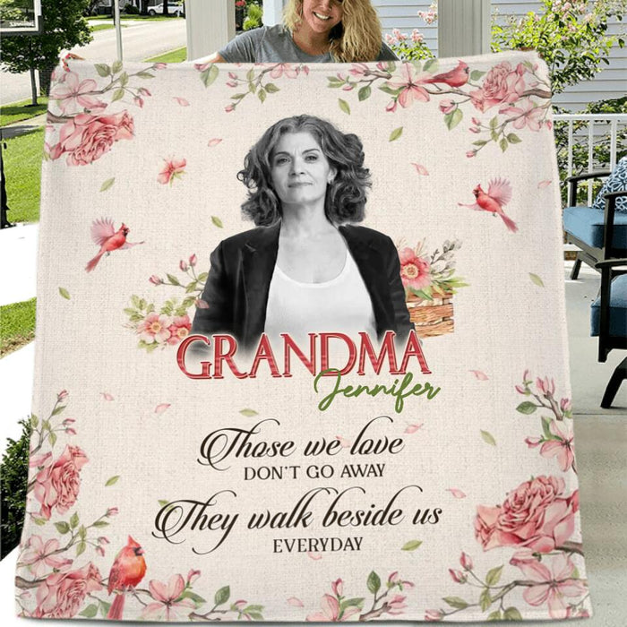Personalized Memorial Fleece Throw Blanket/Quilt - Upload Photo - Memorial Gift Idea - They Walk Beside Us Everyday