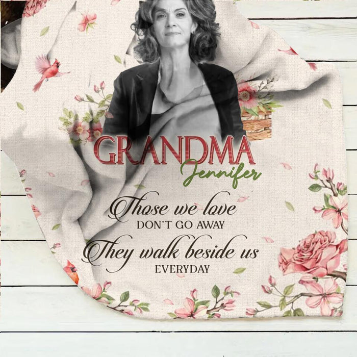 Personalized Memorial Fleece Throw Blanket/Quilt - Upload Photo - Memorial Gift Idea - They Walk Beside Us Everyday