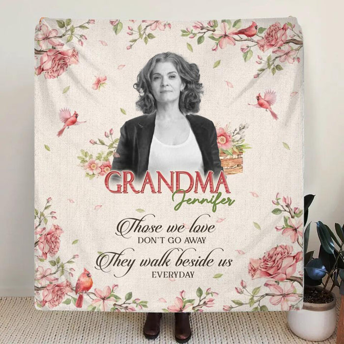 Personalized Memorial Fleece Throw Blanket/Quilt - Upload Photo - Memorial Gift Idea - They Walk Beside Us Everyday