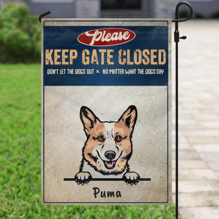 Personalized Guard Dog Flag Sign - Best Gift  Idea For Dog Lovers - Please Keep Gate Closed - 32E5WM