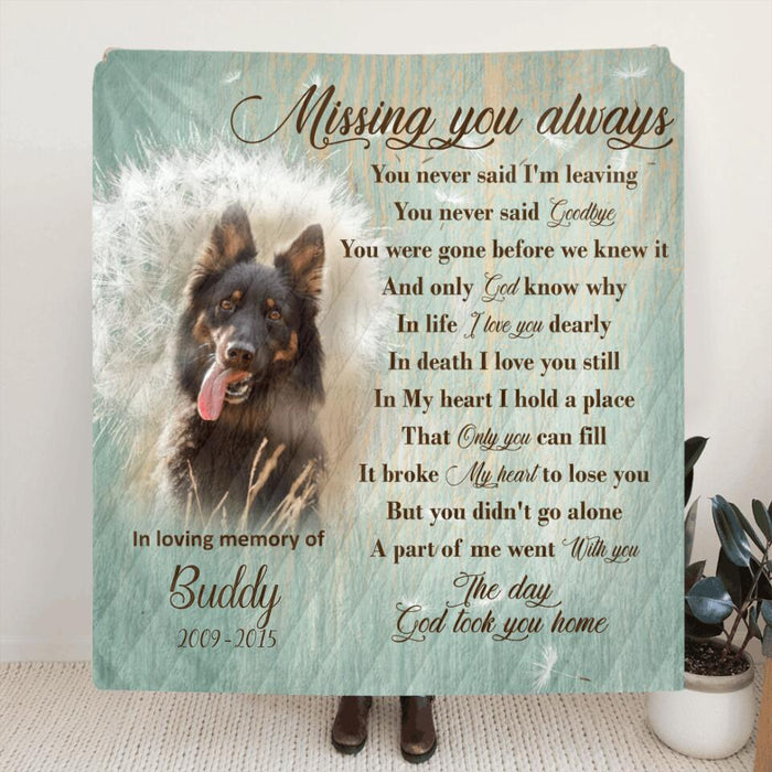 Personalized Remembrance Quilt/Fleece Blanket - Memorial Gifts For Loss Of Pet - Missing You Always - GTWDM6