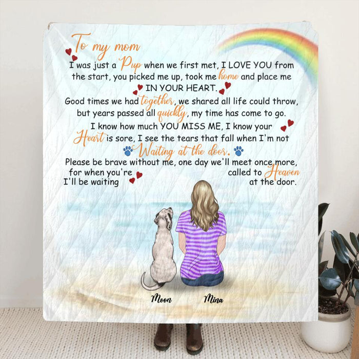 Personalized Memorial Dog Quilt/Fleece Blanket - Single Parent With Up To 4 Dogs - Best Gift For Dog Lovers