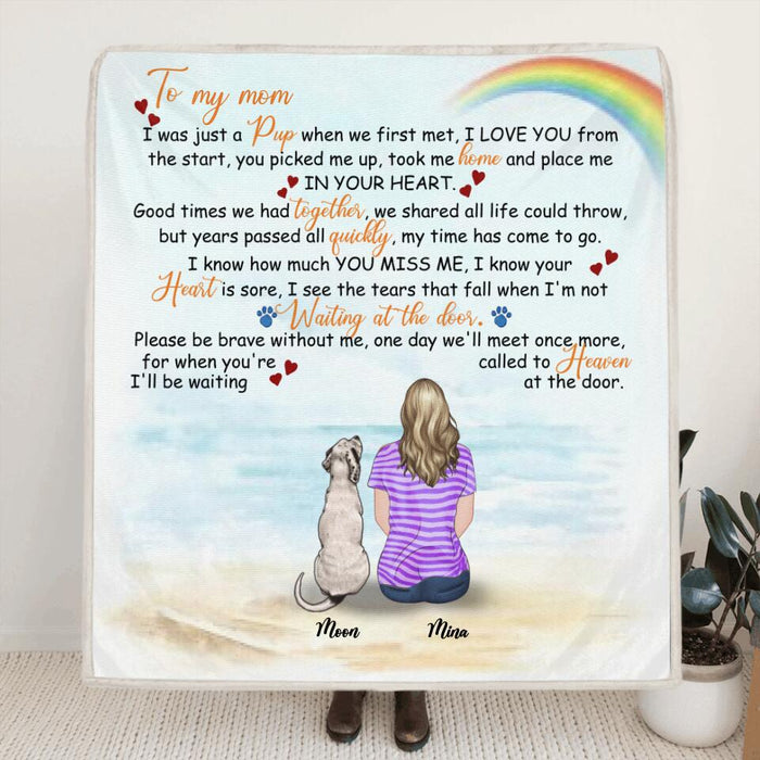 Personalized Memorial Dog Quilt/Fleece Blanket - Single Parent With Up To 4 Dogs - Best Gift For Dog Lovers