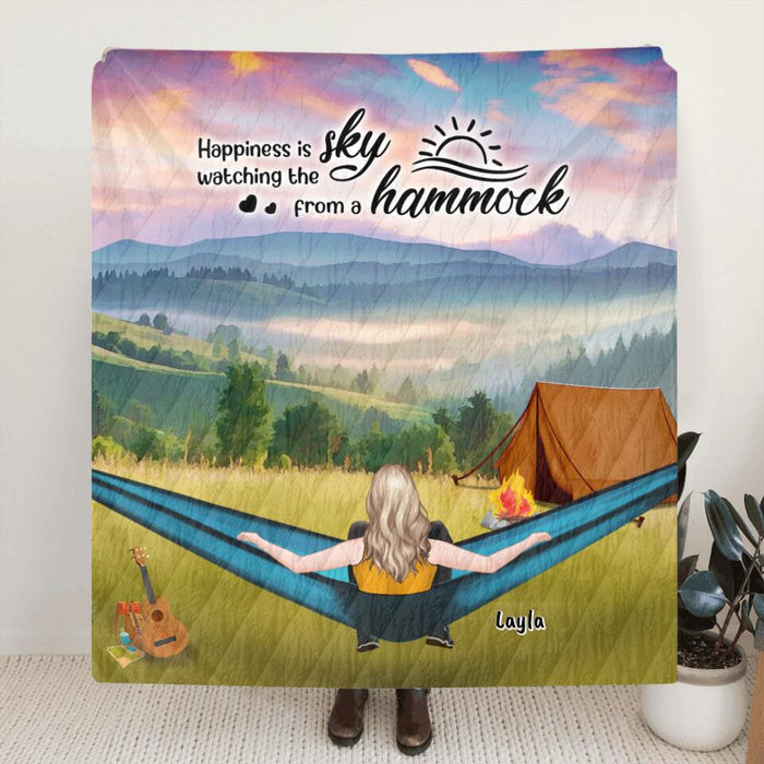Personalized Hammocks Camping Quilt/Fleece Blanket - Man/Woman/Couple - Life Is Better In A Hammock - QH90N4