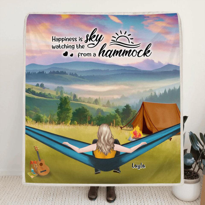 Personalized Hammocks Camping Quilt/Fleece Blanket - Man/Woman/Couple - Life Is Better In A Hammock - QH90N4