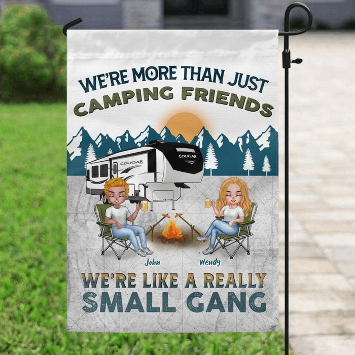 Personalized Camping Friends Flag Sign - Up to 7 People - Gift Idea For Friends/Couple/Camping Lover - We're More Than Just Camping Friends We're Like A Really Small Gang