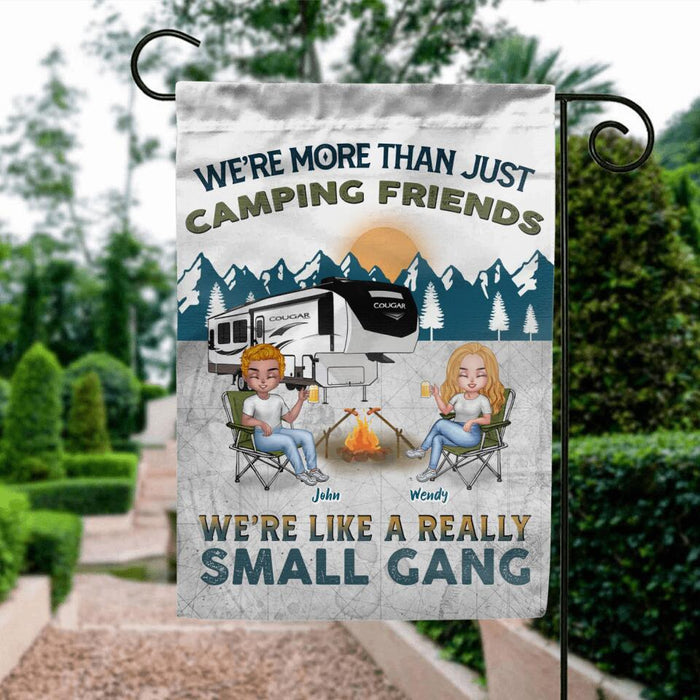 Personalized Camping Friends Flag Sign - Up to 7 People - Gift Idea For Friends/Couple/Camping Lover - We're More Than Just Camping Friends We're Like A Really Small Gang