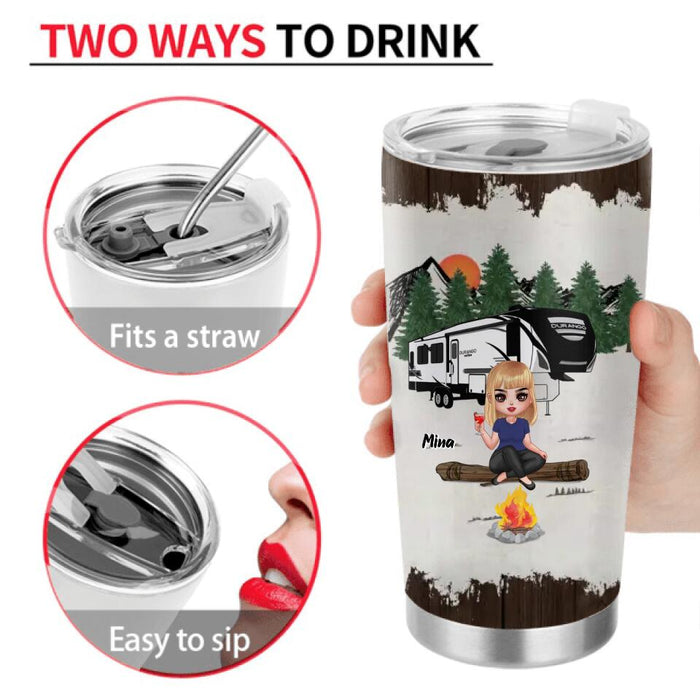 Personalized Camping Girl Tumbler - Gift Idea For Camping Lover - Some Girls Go Camping And Drink Too Much It's Me I'm Some Girls