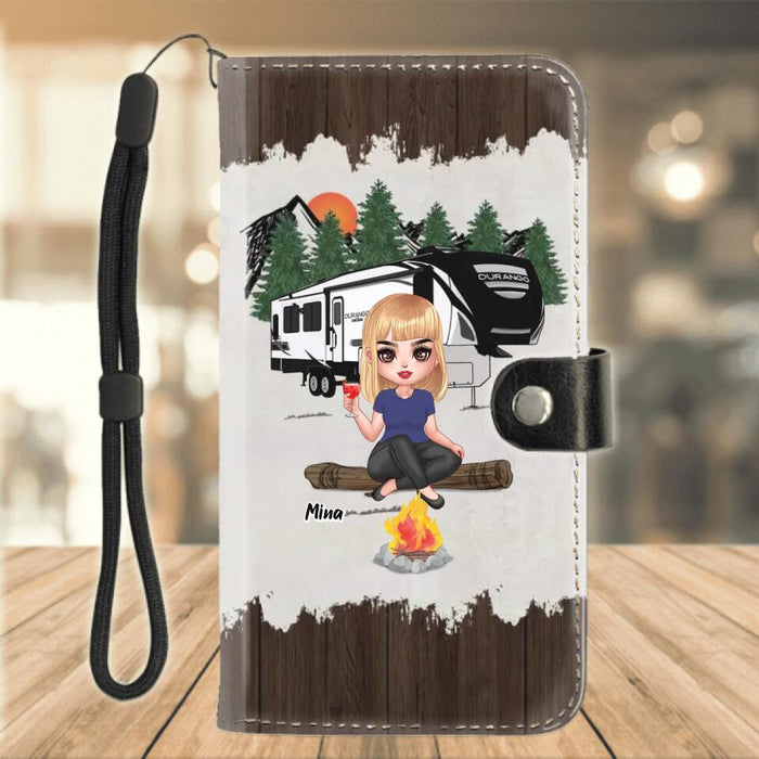 Personalized Camping Girl Flip Leather Purse For Mobile Phone - Gift Idea For Camping Lover - I Never Dreamed I'd Grow Up To Be A Super Sexy Camping Lady