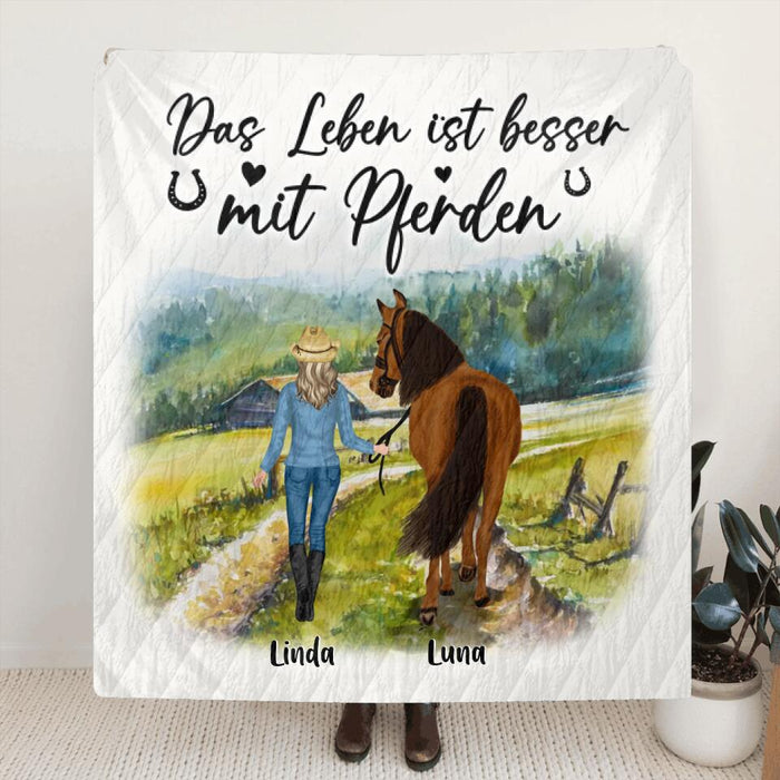 Personalized Horse Girl Father's Day - Gift Idea For Horse Lovers/Girl - Up to 6 Horses - Das Leben Ist Besser Mit Pferden