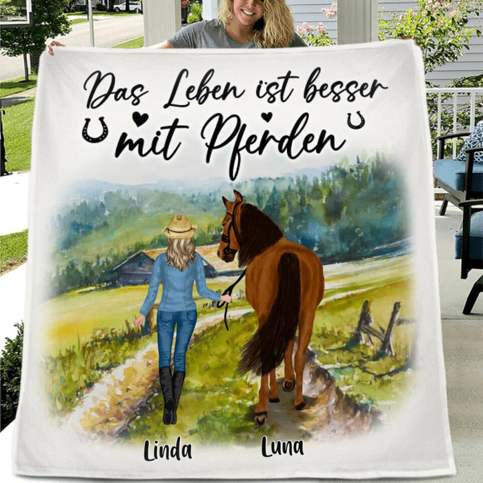 Personalized Horse Girl Father's Day - Gift Idea For Horse Lovers/Girl - Up to 6 Horses - Das Leben Ist Besser Mit Pferden