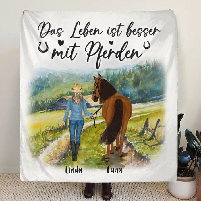 Personalized Horse Girl Father's Day - Gift Idea For Horse Lovers/Girl - Up to 6 Horses - Das Leben Ist Besser Mit Pferden