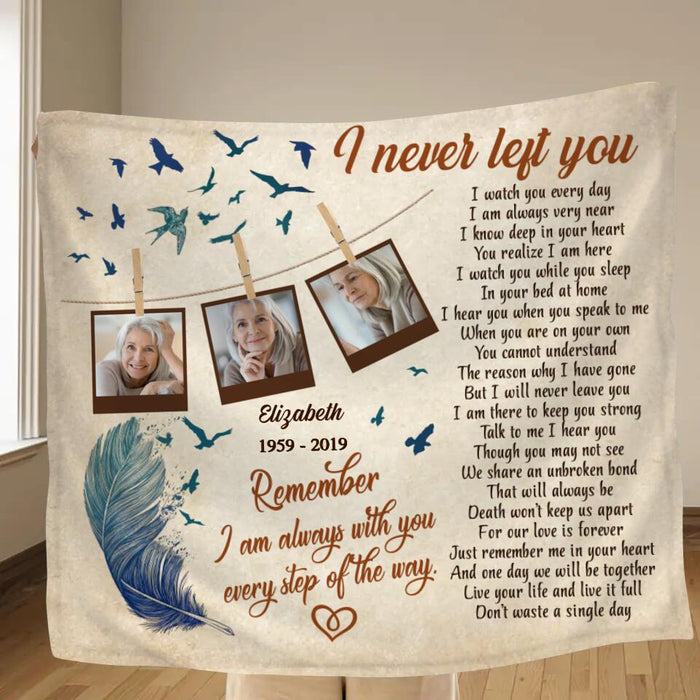 Personalized Memorial Photo Fleece Throw Blanket/Quilt - Memorial Gift Idea - I Never Left You