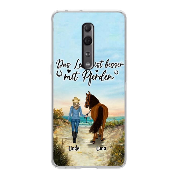 Personalized Horse Girl Phone Case - Gift Idea For Horse Lovers/Girl - Up to 6 Horses - Das Leben Ist Besser Mit Pferden - Cases For Oppo/Xiaomi/Huawei