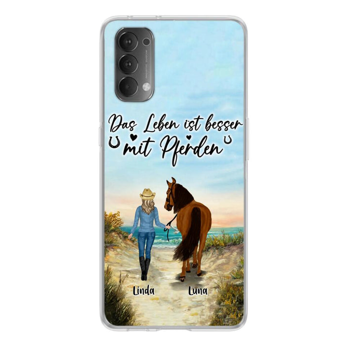 Personalized Horse Girl Phone Case - Gift Idea For Horse Lovers/Girl - Up to 6 Horses - Das Leben Ist Besser Mit Pferden - Cases For Oppo/Xiaomi/Huawei