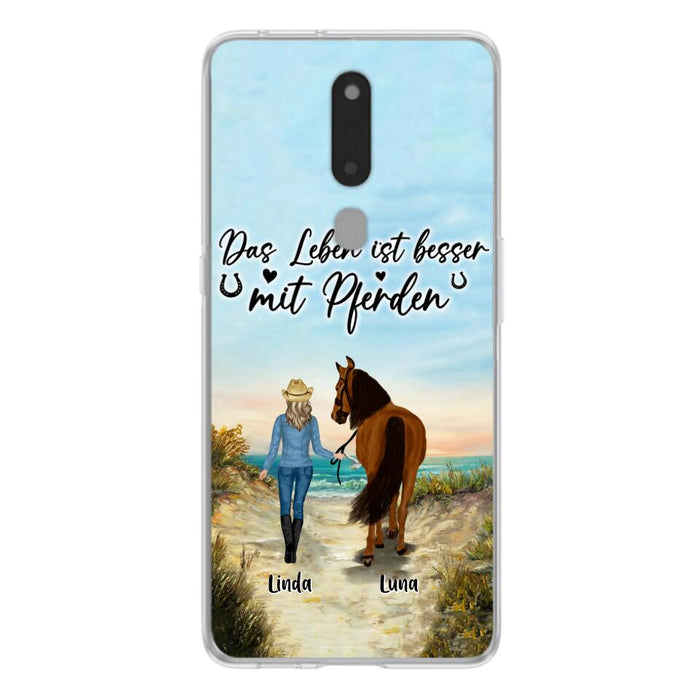 Personalized Horse Girl Phone Case - Gift Idea For Horse Lovers/Girl - Up to 6 Horses - Das Leben Ist Besser Mit Pferden - Cases For Oppo/Xiaomi/Huawei