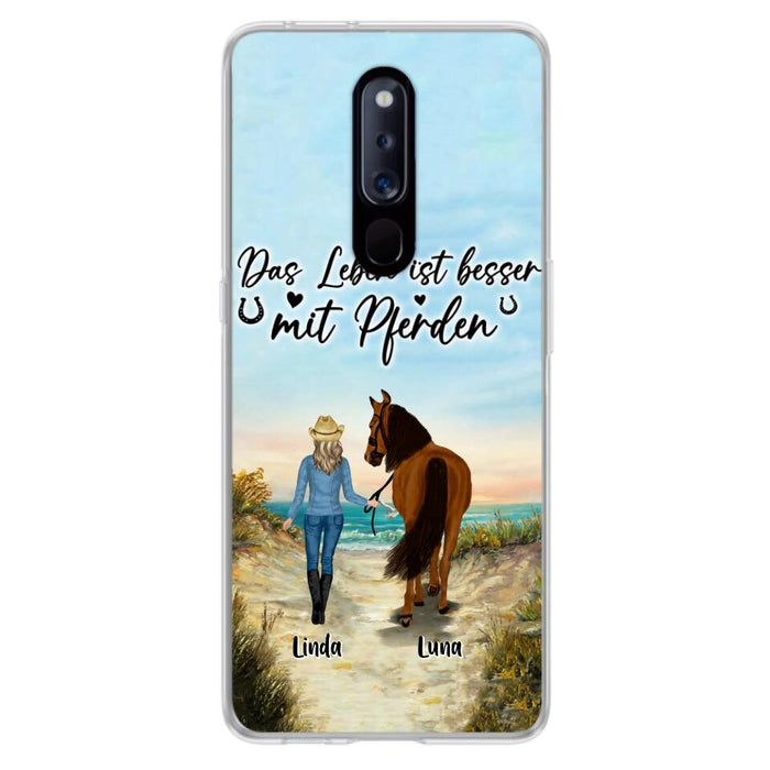 Personalized Horse Girl Phone Case - Gift Idea For Horse Lovers/Girl - Up to 6 Horses - Das Leben Ist Besser Mit Pferden - Cases For Oppo/Xiaomi/Huawei