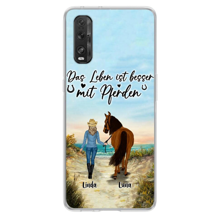 Personalized Horse Girl Phone Case - Gift Idea For Horse Lovers/Girl - Up to 6 Horses - Das Leben Ist Besser Mit Pferden - Cases For Oppo/Xiaomi/Huawei