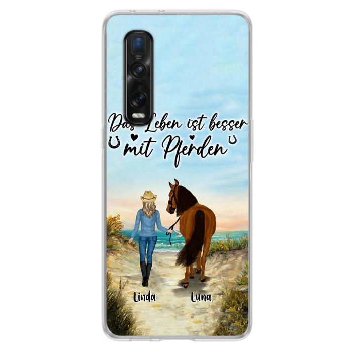 Personalized Horse Girl Phone Case - Gift Idea For Horse Lovers/Girl - Up to 6 Horses - Das Leben Ist Besser Mit Pferden - Cases For Oppo/Xiaomi/Huawei