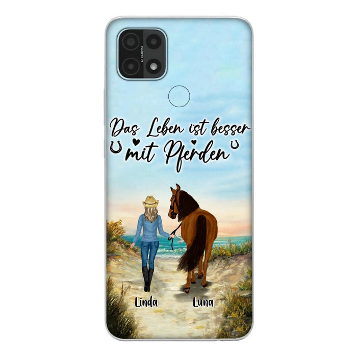 Personalized Horse Girl Phone Case - Gift Idea For Horse Lovers/Girl - Up to 6 Horses - Das Leben Ist Besser Mit Pferden - Cases For Oppo/Xiaomi/Huawei