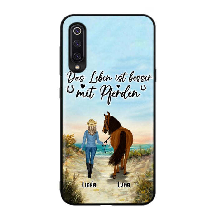 Personalized Horse Girl Phone Case - Gift Idea For Horse Lovers/Girl - Up to 6 Horses - Das Leben Ist Besser Mit Pferden - Cases For Oppo/Xiaomi/Huawei