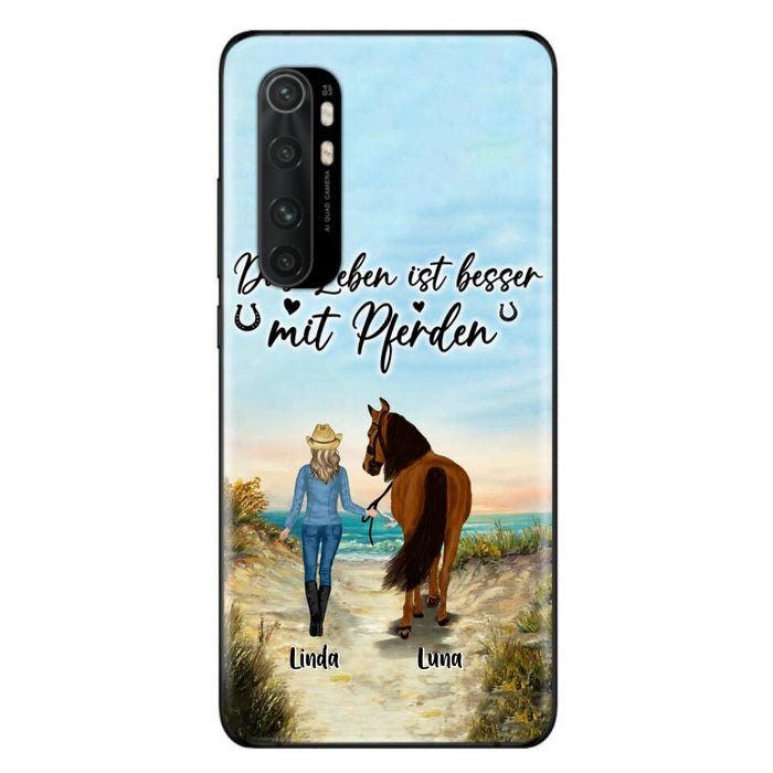 Personalized Horse Girl Phone Case - Gift Idea For Horse Lovers/Girl - Up to 6 Horses - Das Leben Ist Besser Mit Pferden - Cases For Oppo/Xiaomi/Huawei