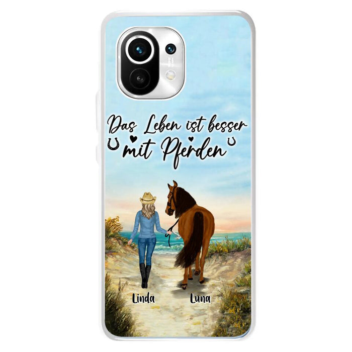 Personalized Horse Girl Phone Case - Gift Idea For Horse Lovers/Girl - Up to 6 Horses - Das Leben Ist Besser Mit Pferden - Cases For Oppo/Xiaomi/Huawei
