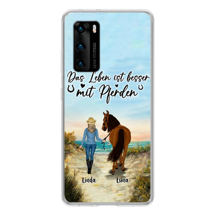 Personalized Horse Girl Phone Case - Gift Idea For Horse Lovers/Girl - Up to 6 Horses - Das Leben Ist Besser Mit Pferden - Cases For Oppo/Xiaomi/Huawei