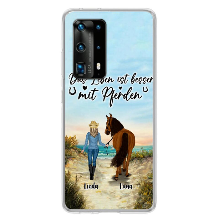 Personalized Horse Girl Phone Case - Gift Idea For Horse Lovers/Girl - Up to 6 Horses - Das Leben Ist Besser Mit Pferden - Cases For Oppo/Xiaomi/Huawei