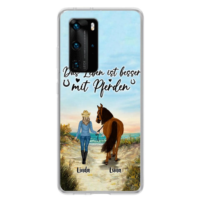 Personalized Horse Girl Phone Case - Gift Idea For Horse Lovers/Girl - Up to 6 Horses - Das Leben Ist Besser Mit Pferden - Cases For Oppo/Xiaomi/Huawei