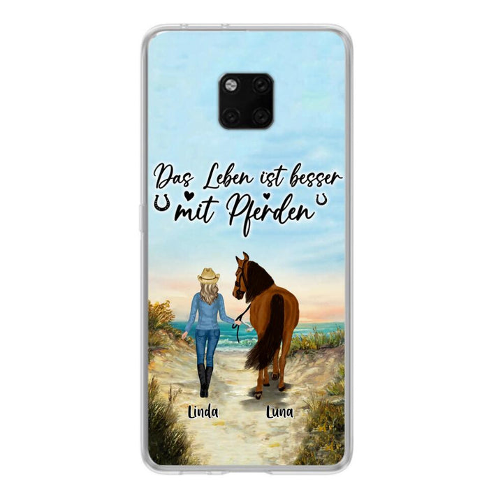 Personalized Horse Girl Phone Case - Gift Idea For Horse Lovers/Girl - Up to 6 Horses - Das Leben Ist Besser Mit Pferden - Cases For Oppo/Xiaomi/Huawei