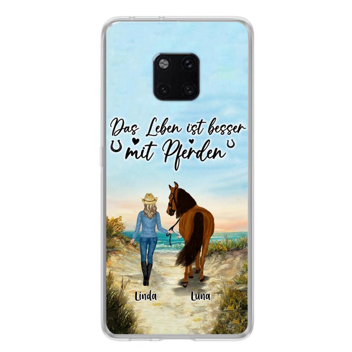 Personalized Horse Girl Phone Case - Gift Idea For Horse Lovers/Girl - Up to 6 Horses - Das Leben Ist Besser Mit Pferden - Cases For Oppo/Xiaomi/Huawei