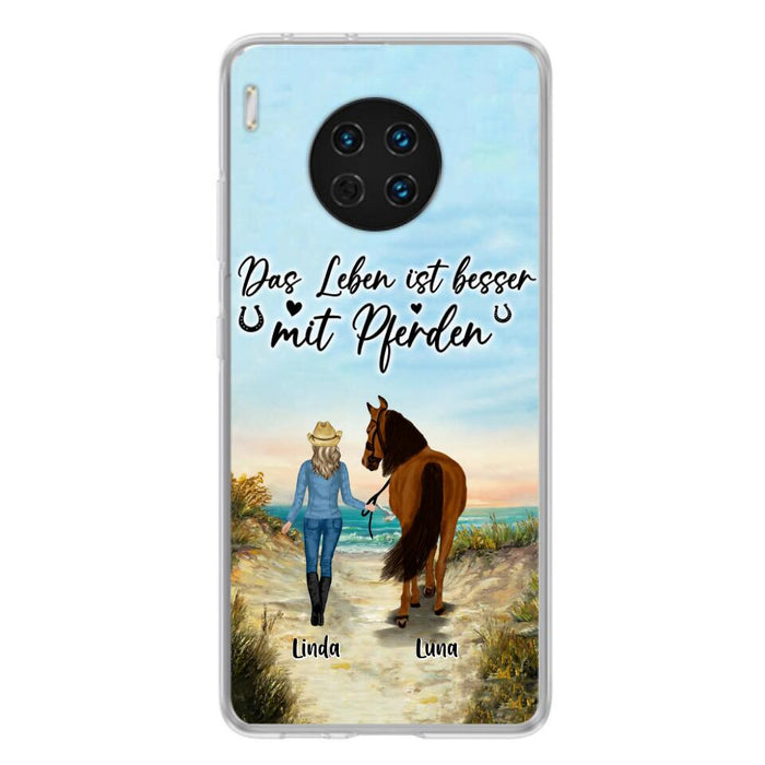 Personalized Horse Girl Phone Case - Gift Idea For Horse Lovers/Girl - Up to 6 Horses - Das Leben Ist Besser Mit Pferden - Cases For Oppo/Xiaomi/Huawei