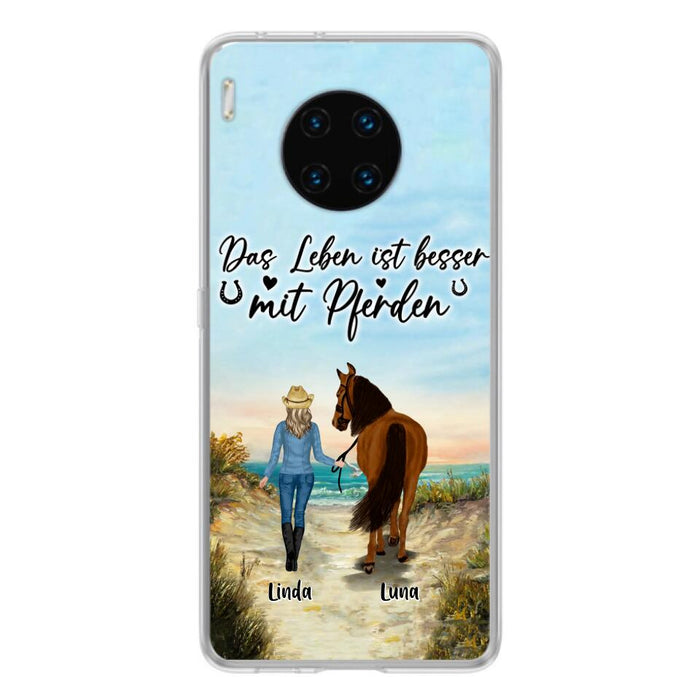 Personalized Horse Girl Phone Case - Gift Idea For Horse Lovers/Girl - Up to 6 Horses - Das Leben Ist Besser Mit Pferden - Cases For Oppo/Xiaomi/Huawei