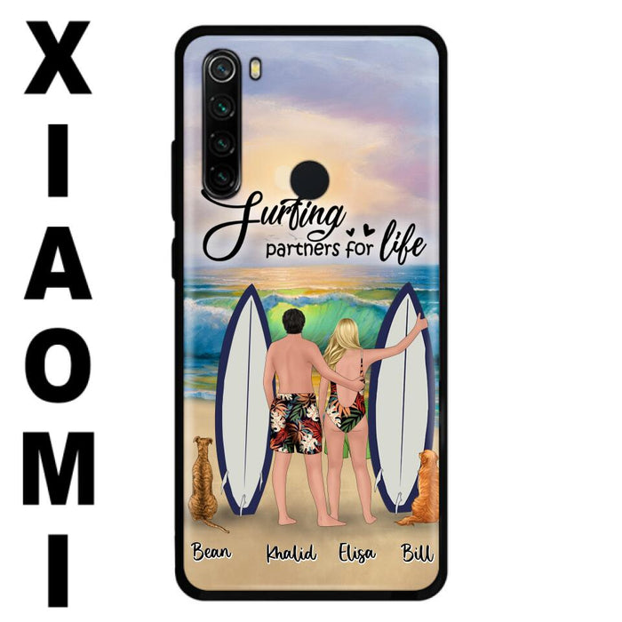Personalized Surfing Phone Case - Couple And 2 Pets - Phone Case For Xiaomi, Huawei and Oppo- Surfing Partners For Life - CCS180
