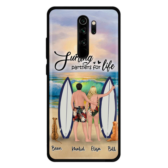 Personalized Surfing Phone Case - Couple And 2 Pets - Phone Case For Xiaomi, Huawei and Oppo- Surfing Partners For Life - CCS180