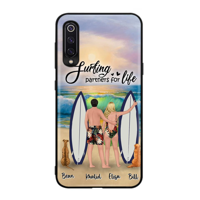 Personalized Surfing Phone Case - Couple And 2 Pets - Phone Case For Xiaomi, Huawei and Oppo- Surfing Partners For Life - CCS180
