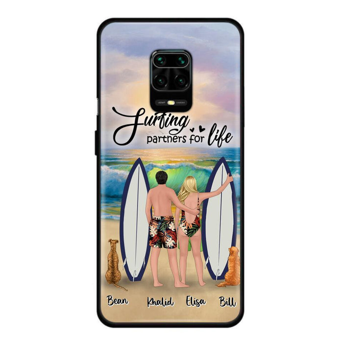 Personalized Surfing Phone Case - Couple And 2 Pets - Phone Case For Xiaomi, Huawei and Oppo- Surfing Partners For Life - CCS180