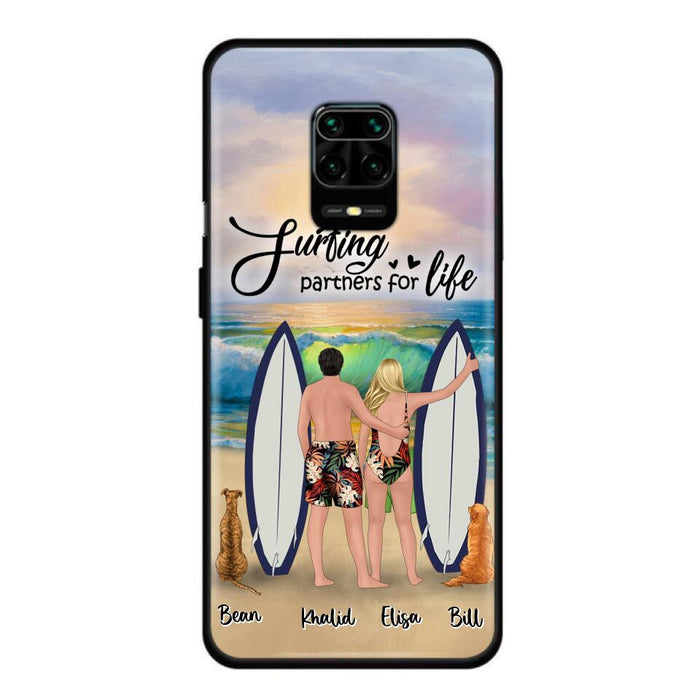 Personalized Surfing Phone Case - Couple And 2 Pets - Phone Case For Xiaomi, Huawei and Oppo- Surfing Partners For Life - CCS180