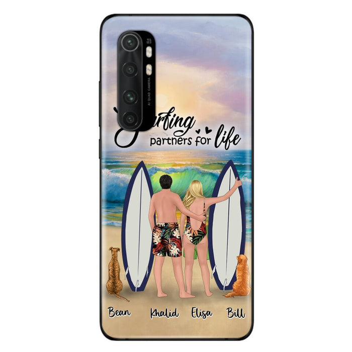 Personalized Surfing Phone Case - Couple And 2 Pets - Phone Case For Xiaomi, Huawei and Oppo- Surfing Partners For Life - CCS180