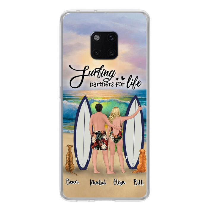 Personalized Surfing Phone Case - Couple And 2 Pets - Phone Case For Xiaomi, Huawei and Oppo- Surfing Partners For Life - CCS180