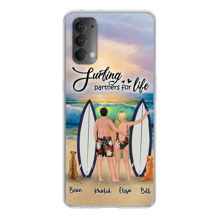 Personalized Surfing Phone Case - Couple And 2 Pets - Phone Case For Xiaomi, Huawei and Oppo- Surfing Partners For Life - CCS180