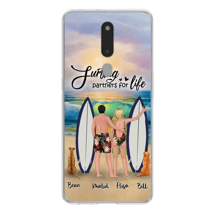 Personalized Surfing Phone Case - Couple And 2 Pets - Phone Case For Xiaomi, Huawei and Oppo- Surfing Partners For Life - CCS180