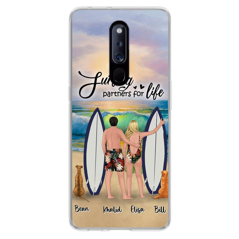 Personalized Surfing Phone Case - Couple And 2 Pets - Phone Case For Xiaomi, Huawei and Oppo- Surfing Partners For Life - CCS180