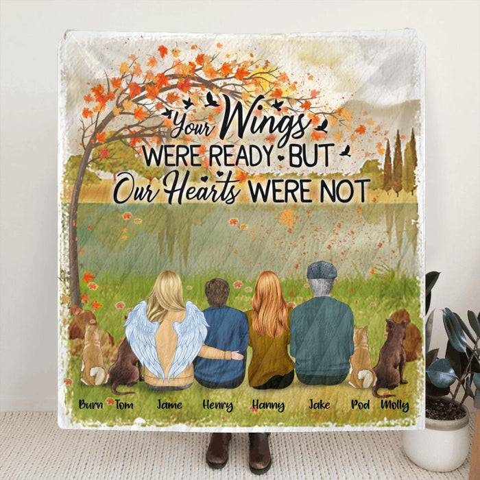 Personalized Pet Mom Dad Quilt/Fleece Blanket - Best Gift For Family - Your Wings Were Ready But Our Hearts Were Not