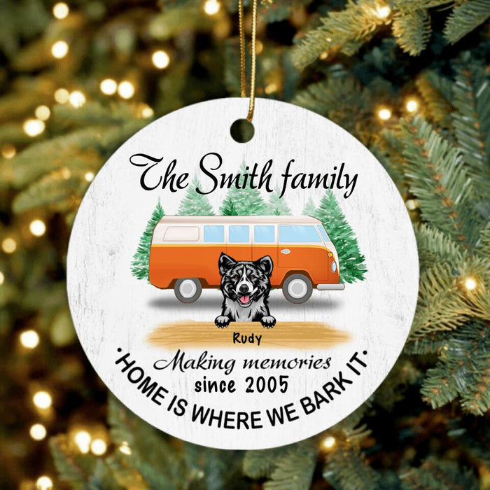 Personalized Dog Camper Ornament - Up to 5 Dogs - Best Gift For Dog Lover - Home Is Where We Bark It