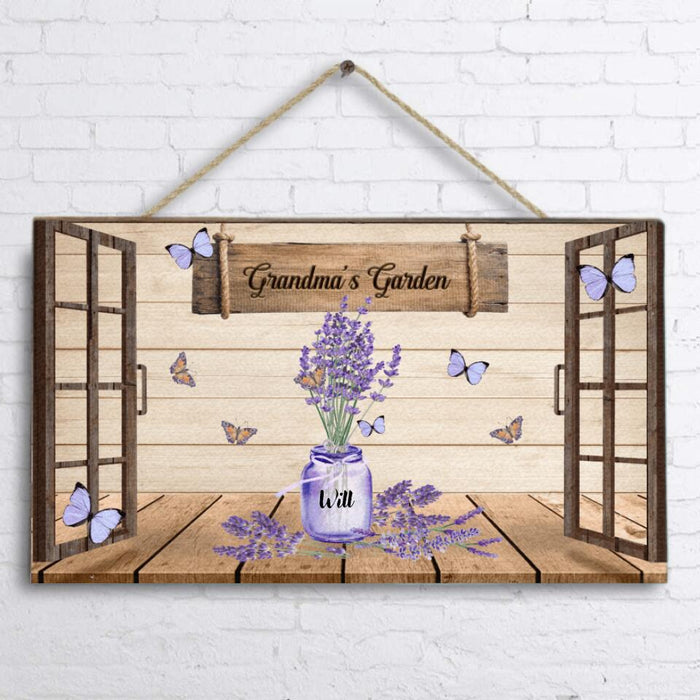 Personalized Grandma's Garden Rectangle Door Sign - Gift Idea For The Whole Family From Kids To Grandma