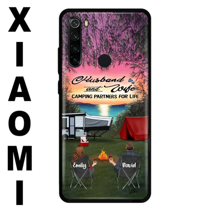Personalized Camping Phone Case - Couple With Up to 3 Kids And 4 Pets - Gift Idea For Camping Lover - Husband And Wife Camping Partners For Life - Case For Xiaomi, Oppo And Huawei
