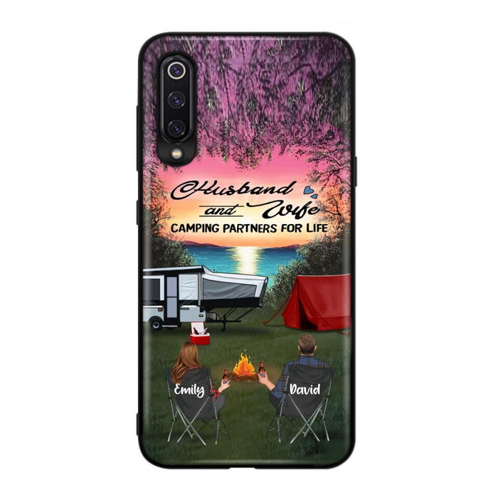 Personalized Camping Phone Case - Couple With Up to 3 Kids And 4 Pets - Gift Idea For Camping Lover - Husband And Wife Camping Partners For Life - Case For Xiaomi, Oppo And Huawei